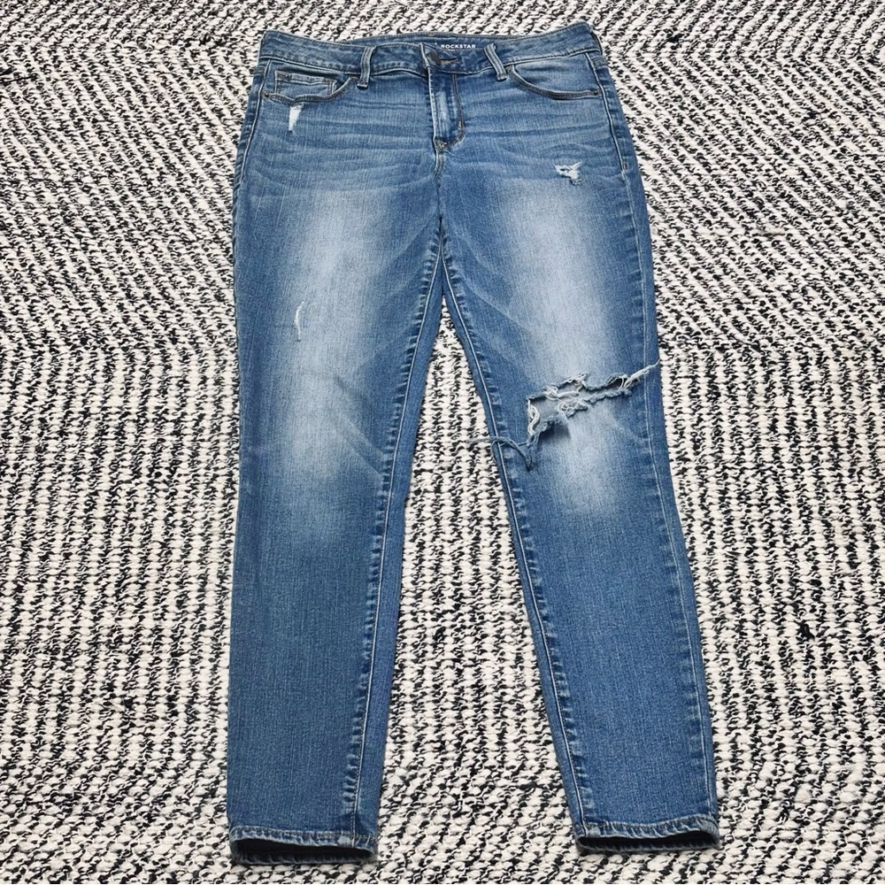 Old Navy - Rock Star Distressed Women's Blue Skinny Jeans - Size 6R - Picture 2 of 3
